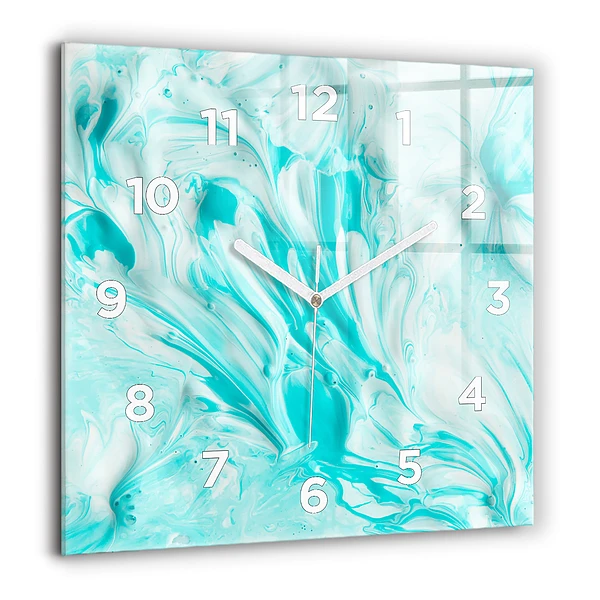 Wanduhr quadratisch Blaue Abstraktion