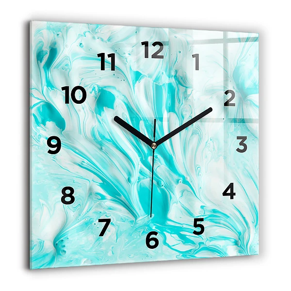 Wanduhr quadratisch Blaue Abstraktion