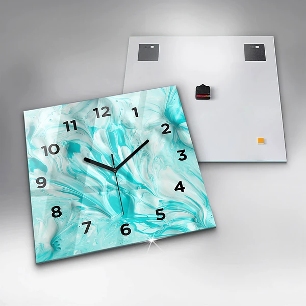 Wanduhr quadratisch Blaue Abstraktion