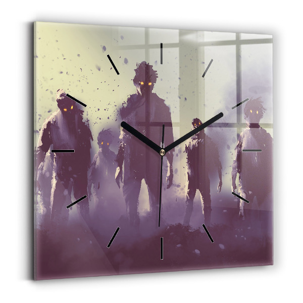 Wanduhr modern quadratisch Zombie bei Nacht - Halloween