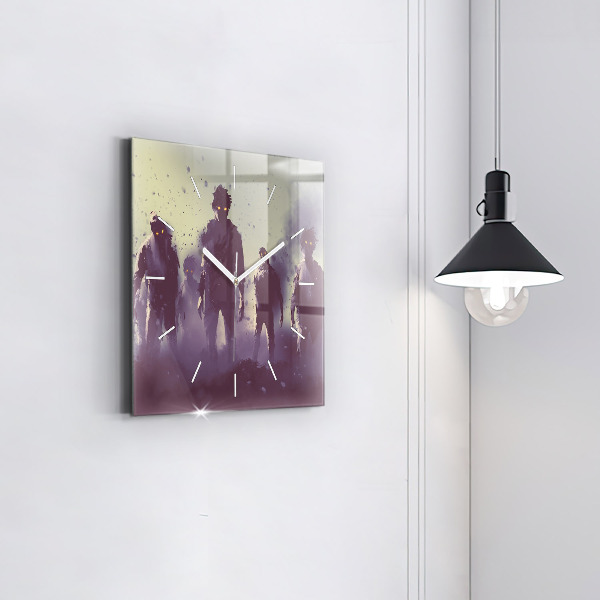 Wanduhr modern quadratisch Zombie bei Nacht - Halloween