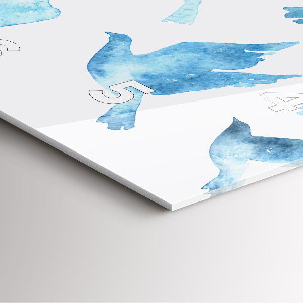 Wanduhr modern quadratisch Fliegende blaue Vögel