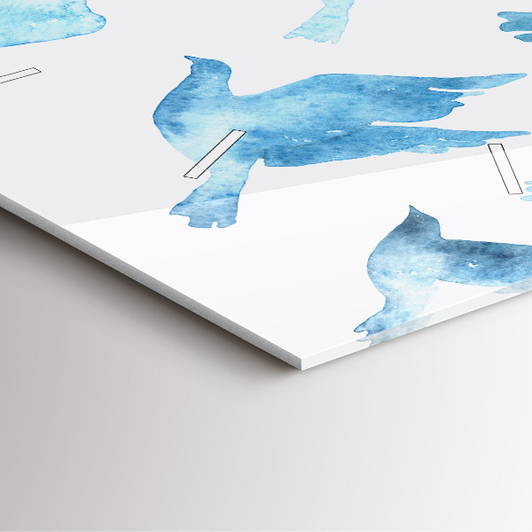 Wanduhr modern quadratisch Fliegende blaue Vögel