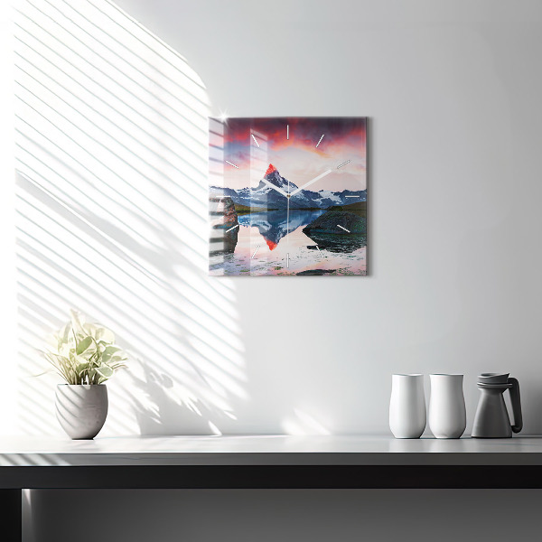 Wanduhr quadratisch mit motiv Stellisee Matterhorn