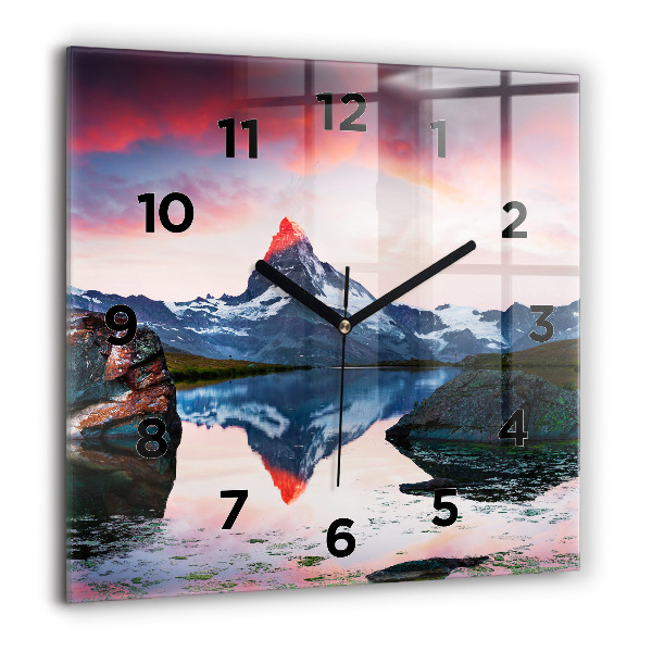 Wanduhr quadratisch mit motiv Stellisee Matterhorn