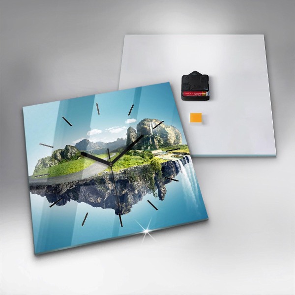 Wanduhr modern quadratisch Fliegende Insel