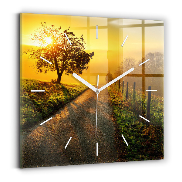 Wanduhr quadratisch mit motiv Nebel bei Sonnenaufgang