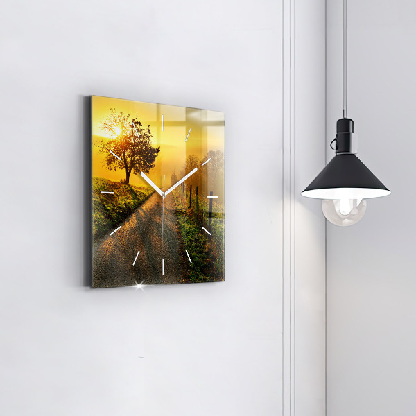 Wanduhr quadratisch mit motiv Nebel bei Sonnenaufgang