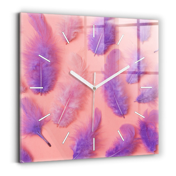 Wanduhr quadratisch Bunte Federn