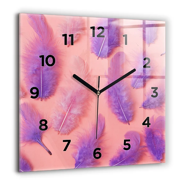 Wanduhr quadratisch Bunte Federn