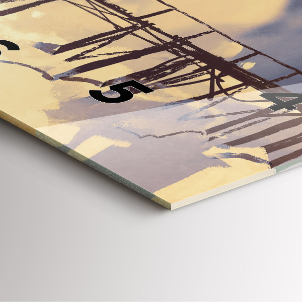 Wanduhr quadratisch Mann auf einer alten Brücke