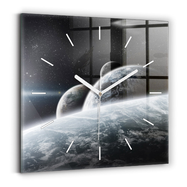 Wanduhr quadratisch mit motiv Kosmos Planeten