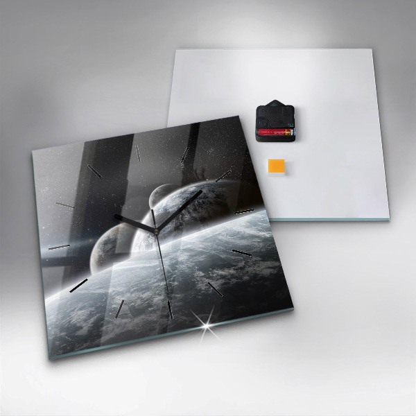 Wanduhr quadratisch mit motiv Kosmos Planeten