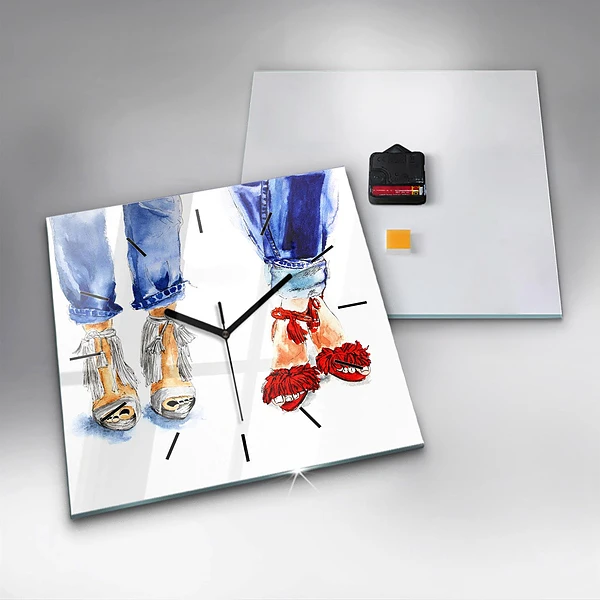Wanduhr quadratisch Frauen-Nadeln