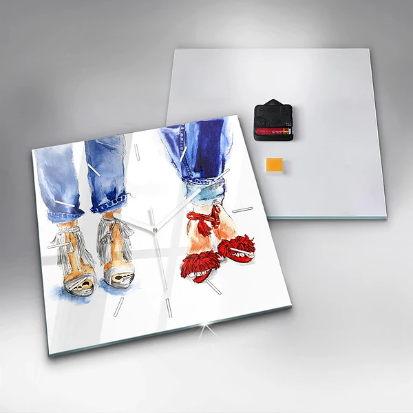 Wanduhr quadratisch Frauen-Nadeln