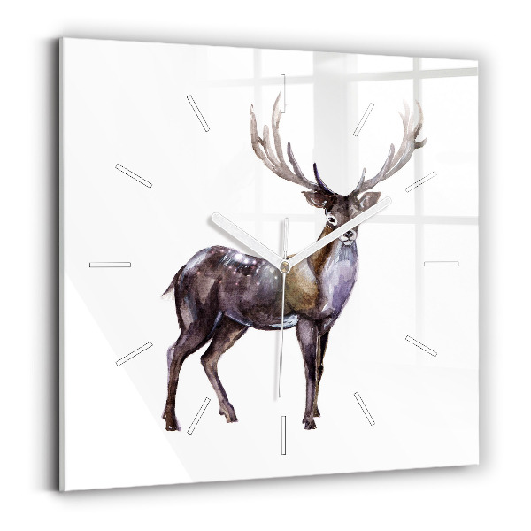 Wanduhr modern quadratisch Hirsch, König der Wildnis