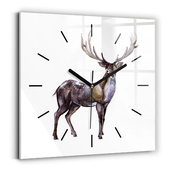 Wanduhr modern quadratisch Hirsch, König der Wildnis