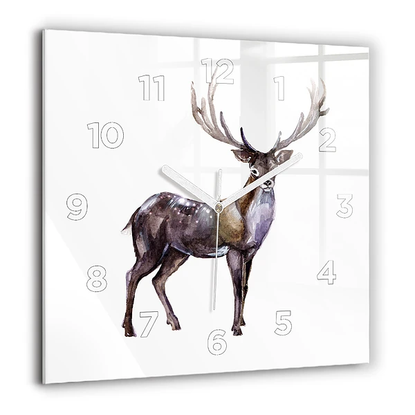 Wanduhr modern quadratisch Hirsch, König der Wildnis