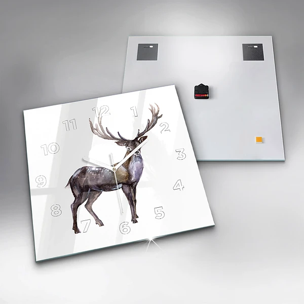 Wanduhr modern quadratisch Hirsch, König der Wildnis