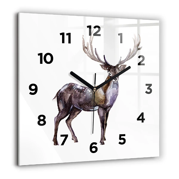 Wanduhr modern quadratisch Hirsch, König der Wildnis