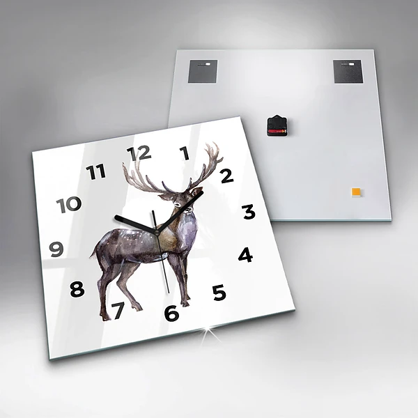 Wanduhr modern quadratisch Hirsch, König der Wildnis