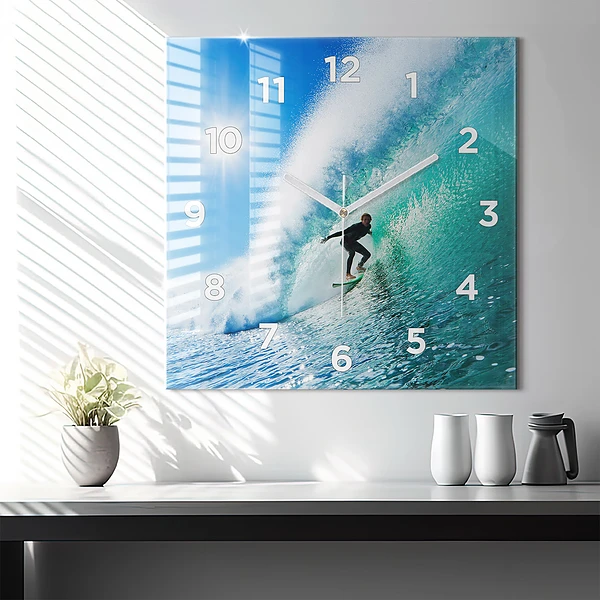 Wanduhr modern quadratisch Surfen auf Hawaii