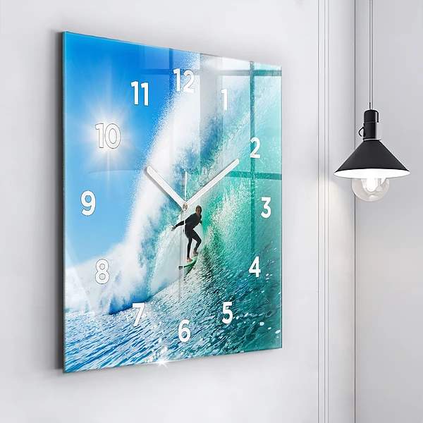 Wanduhr modern quadratisch Surfen auf Hawaii