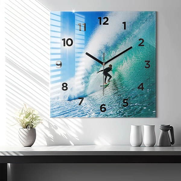Wanduhr modern quadratisch Surfen auf Hawaii