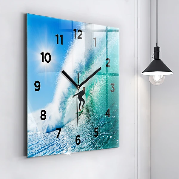 Wanduhr modern quadratisch Surfen auf Hawaii