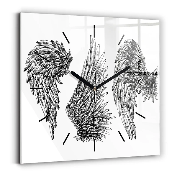 Wanduhr quadratisch Flügel eines Engels