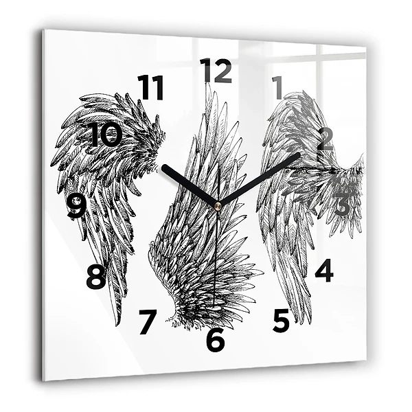 Wanduhr quadratisch Flügel eines Engels