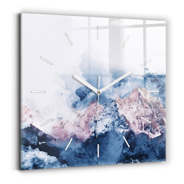 Wanduhr modern quadratisch Abstrakte Bergketten