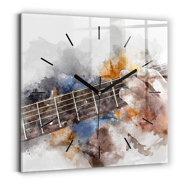 Wanduhr quadratisch mit motiv Gitarre