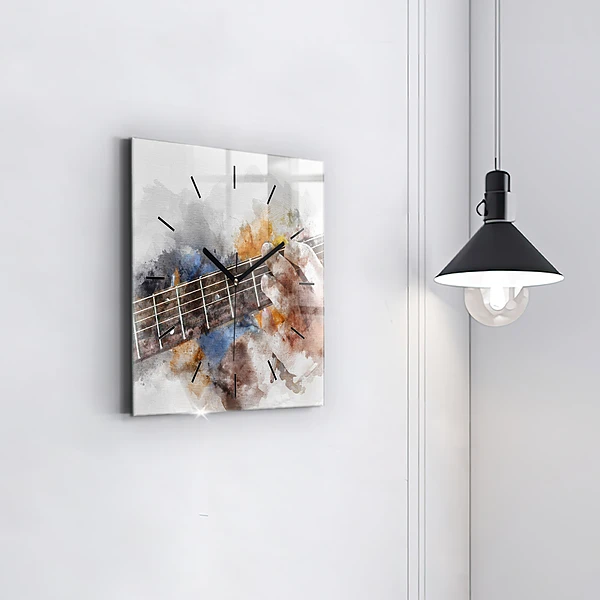 Wanduhr quadratisch mit motiv Gitarre