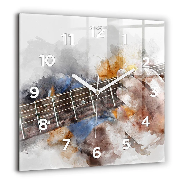 Wanduhr quadratisch mit motiv Gitarre