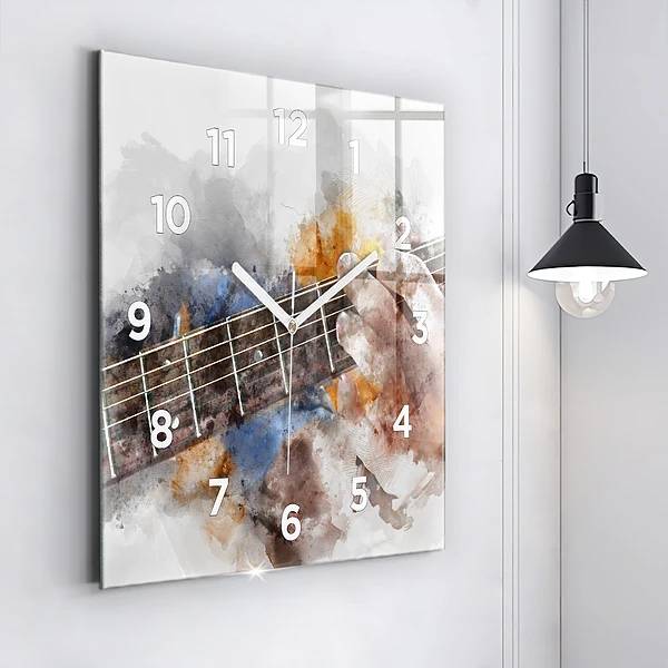 Wanduhr quadratisch mit motiv Gitarre