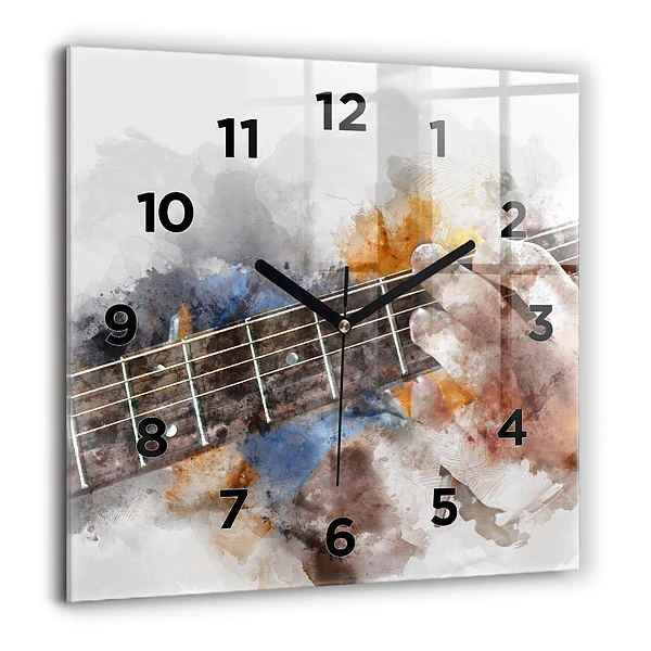 Wanduhr quadratisch mit motiv Gitarre