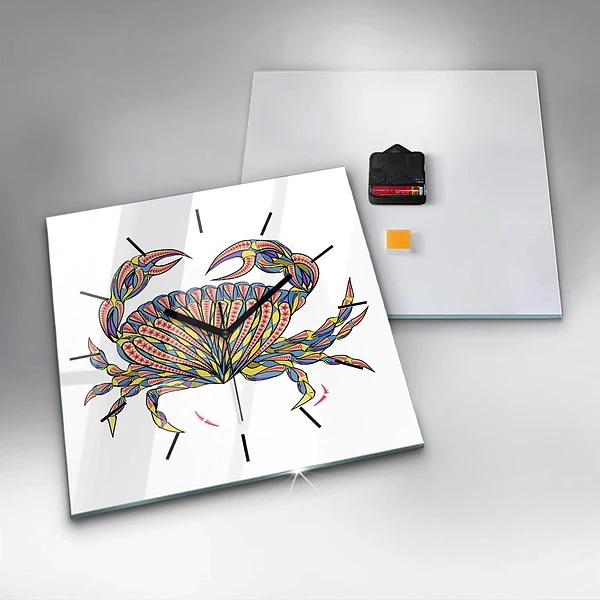 Wanduhr quadratisch mit motiv Ethnische Krabbe