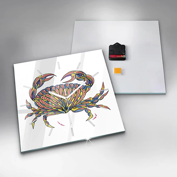 Wanduhr quadratisch mit motiv Ethnische Krabbe