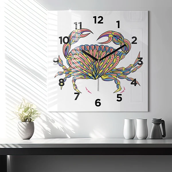 Wanduhr quadratisch mit motiv Ethnische Krabbe