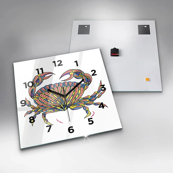 Wanduhr quadratisch mit motiv Ethnische Krabbe