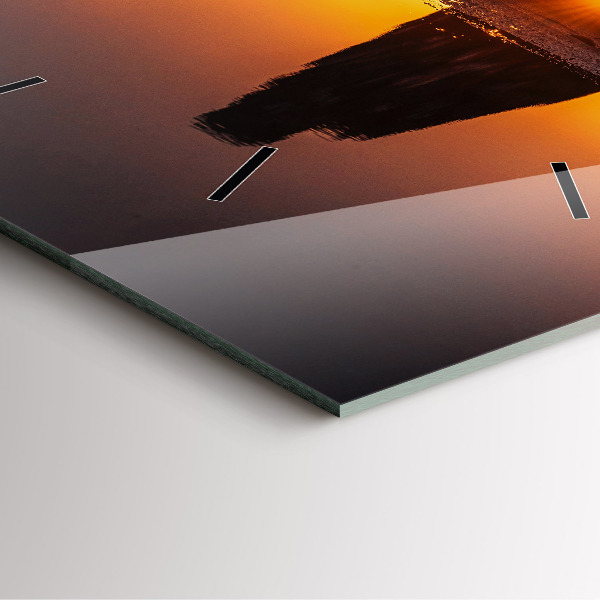 Wanduhr modern quadratisch Läufer und Sonnenuntergang