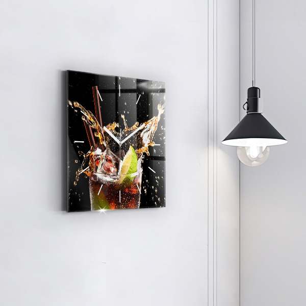 Wanduhr quadratisch Getränk auf dem Eis