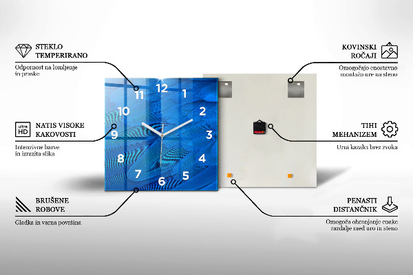 Wanduhr quadratisch Getränk auf dem Eis