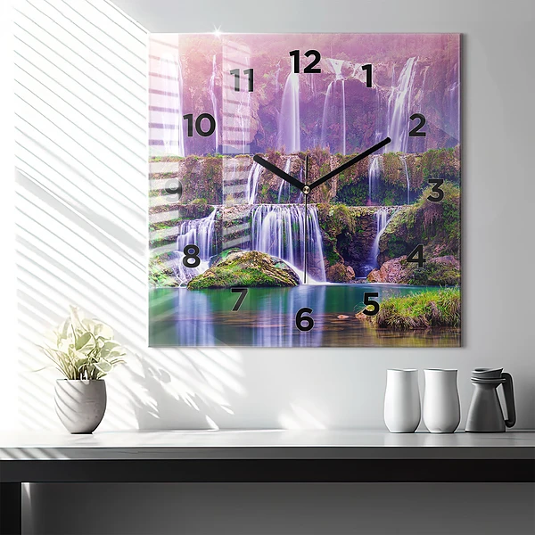 Wanduhr quadratisch Jiulong-Wasserfall China