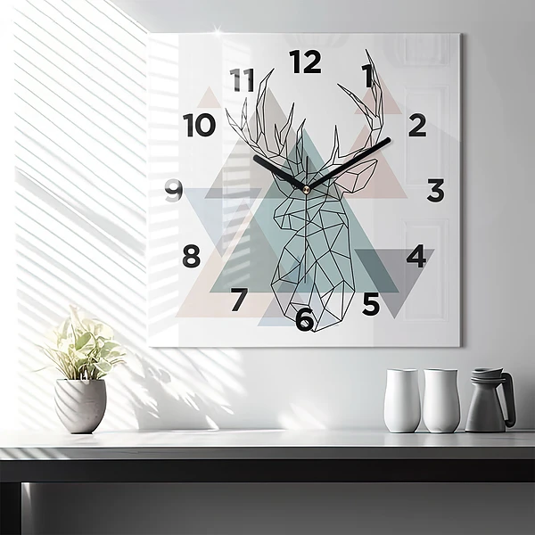 Wanduhr modern quadratisch Rentier skandinavischer Stil