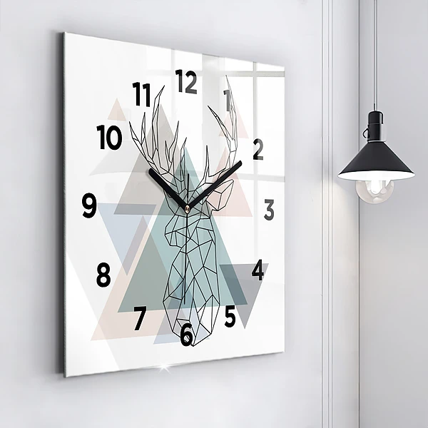 Wanduhr modern quadratisch Rentier skandinavischer Stil