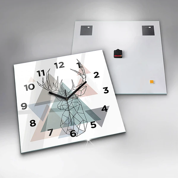 Wanduhr modern quadratisch Rentier skandinavischer Stil