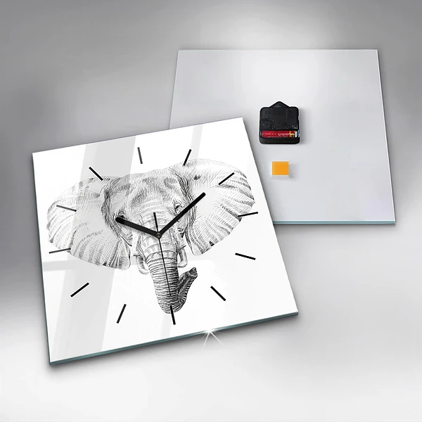 Wanduhr quadratisch mit motiv Vektor Elefantenkopf