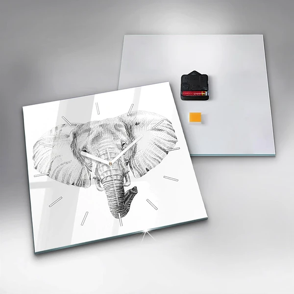 Wanduhr quadratisch mit motiv Vektor Elefantenkopf